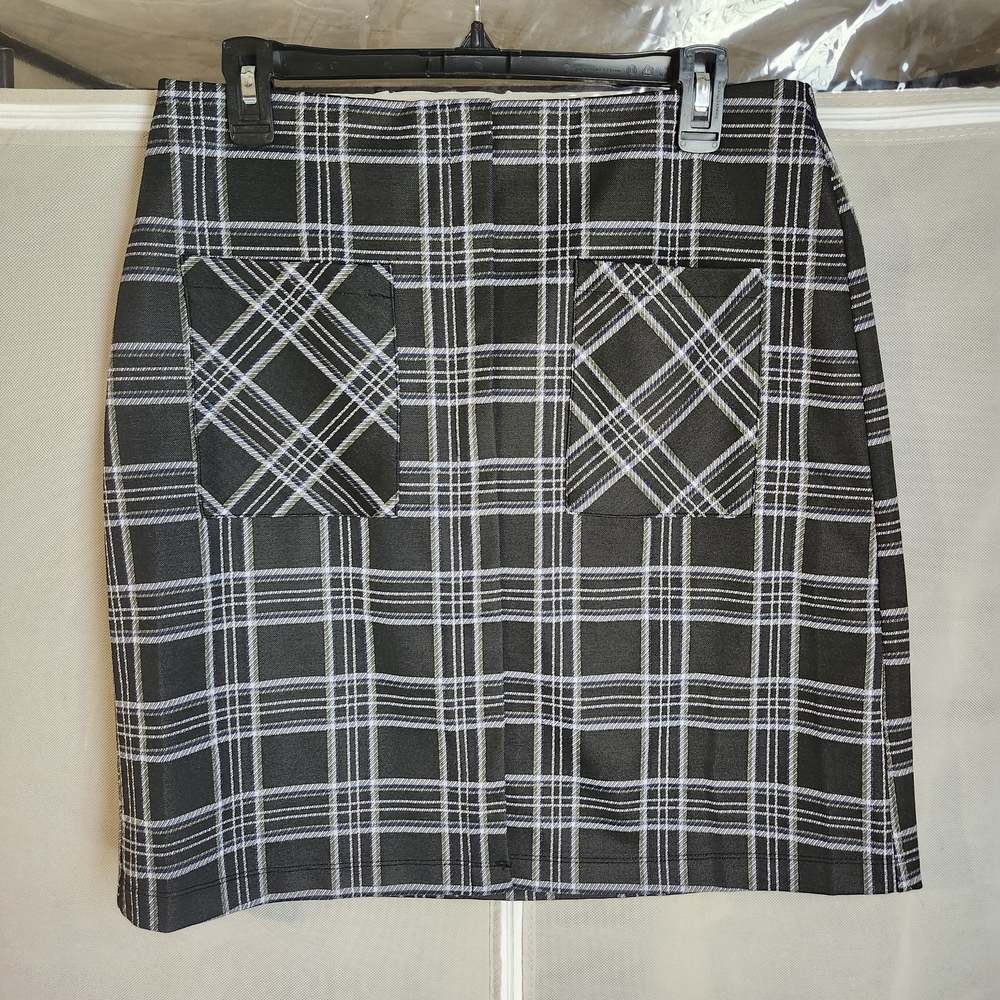 Soho Black and White Plaid Pencil Skirt